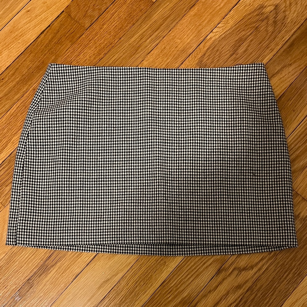Reformation Black and brown and White Houndstooth Mini Skirt